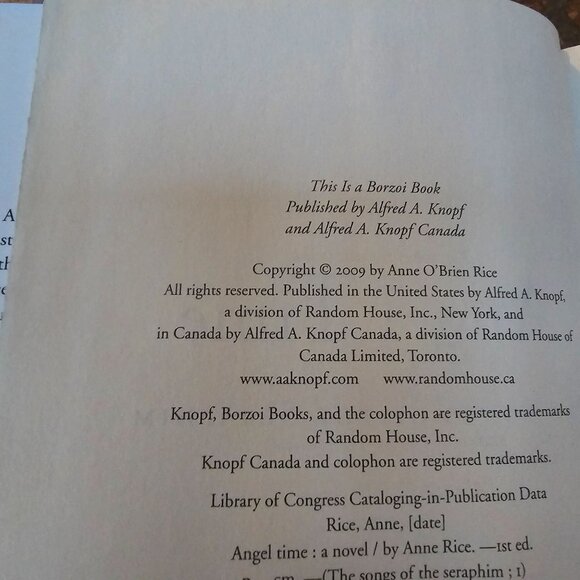 Angel Time By Anne Rice Novel, Hardcover with Dust Jacket, Preowned - Picture 4 of 9